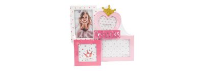 Portaretrato madera corazón rosado y blanco