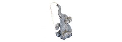 Elefante porcelana con luz led solar textura gris