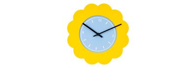 Reloj para pared figura flor amarillo con celeste