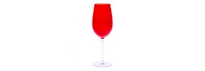Copa vidrio 7cm transparente y rojo