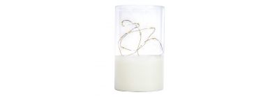 Candela vidrio con luz led transparente y blanco