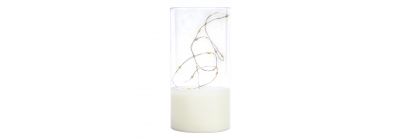 Candela vidrio con luz led transparente y blanco