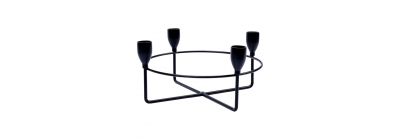 Candelabro metálico redondo 4 candelas negro