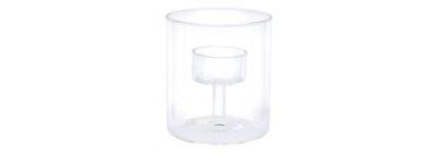 Portavela vidrio redondo transparente