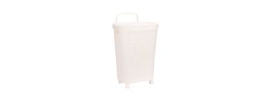 Canasta para ropa con asa y ruedas 75l blanco