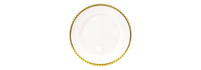 Porta plato 33cm blanco y dorado