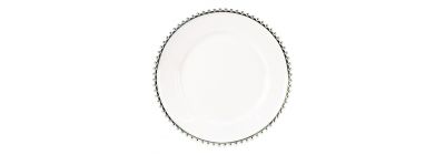 Porta plato 33cm blanco y plateado