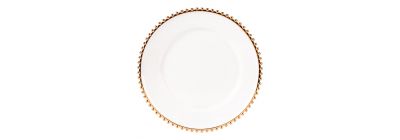 Porta plato 33cm blanco y oro rosa