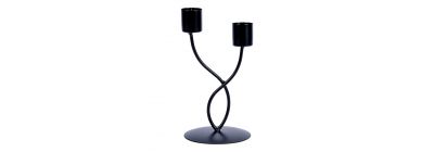 Candelabro metálico curvo 2 candelas negro