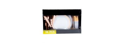 Vajilla acrilico 36pzas blanco y oro rosa