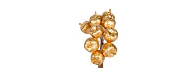 Rama artificial navideña con fruto escarchada dorado