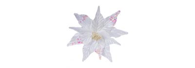 Flor artificial navideña 28cm blanco tornasol