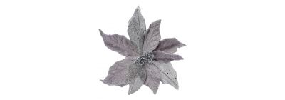 Flor artificial navideña 31cm plateado