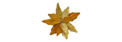 Flor artificial navideña 34cm dorado