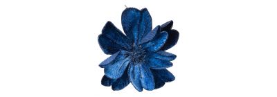 Flor artificial navideña 23cm azul oscuro