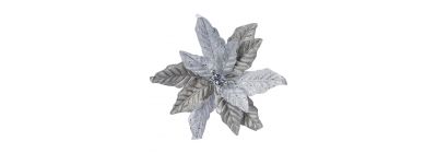 Flor artificial navideña afelpado 38cm plateado