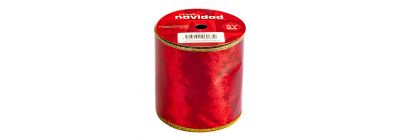 Cinta navideña 10cm rojo y dorado
