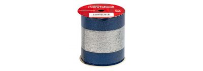 Cinta navideña 10cm azul y  plateado