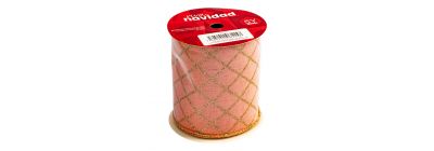 Cinta navideña 10cm rosado y plateado