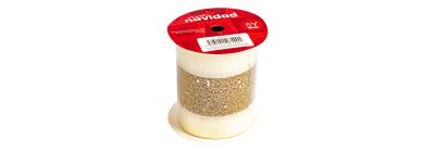 Cinta navideña 10cm beige y dorado