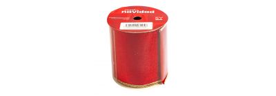 Cinta navideña 10cm rojo y dorado