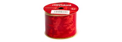 Cinta navideña 6.3cm rojo y dorado