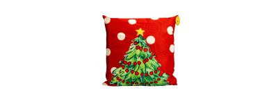 Cojín navideño estampado rojo y beige