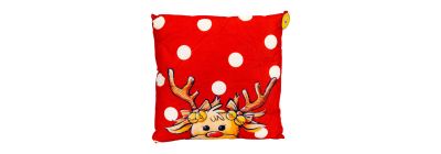 Cojín navideño estampado rojo y beige