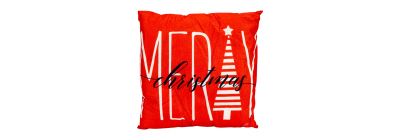 Cojín navideño estampado rojo y beige