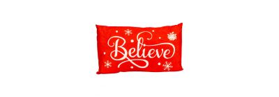 Cojín navideño estampado rojo y beige