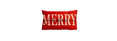 Cojín navideño estampado rojo y beige
