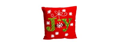 Cojín navideño estampado con relieve rojo