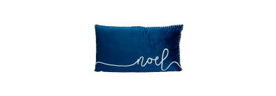 Cojín navideño estampado azul y plateado