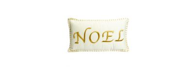 Cojín navideño estampado blanco y dorado