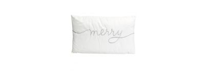 Cojín navideño estampado blanco y plateado
