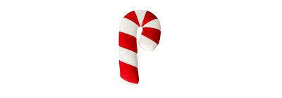 Cojín navideño figura bastón blanco y rojo