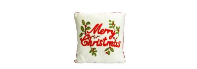 Cojín navideño estampado blanco y rojo