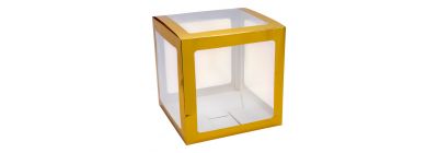 Caja cartón globos dorada