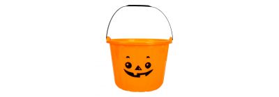 Balde para dulces estampado naranja y negro