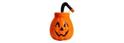 Vaso figura con relieve calabaza y pajilla