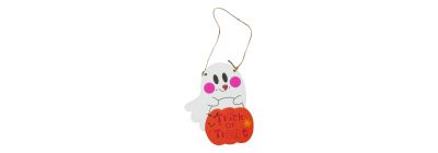 Fantasma colgante madera con calabaza