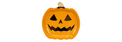Plato figura calabaza 12pzas naranja y dorado