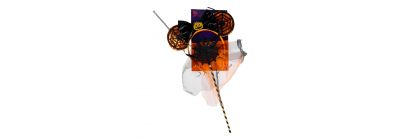 Diadema con lazo calabaza y varita telaraña 2pzas 