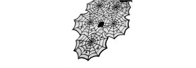 Camino mesa Halloweeen estampado telaraña negro