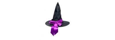 Sombrero bruja con lazo negro y morado
