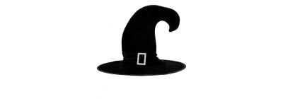 Sombrero bruja afelpado negro y plateado