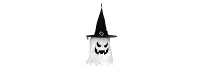 Fantasma y sombrero bruja con luz led multicolor