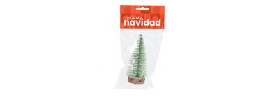 Árbol nevado navideño con base madera