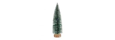 Árbol nevado navideño con base madera