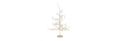 Árbol navideño escarchado con base metálica dorado